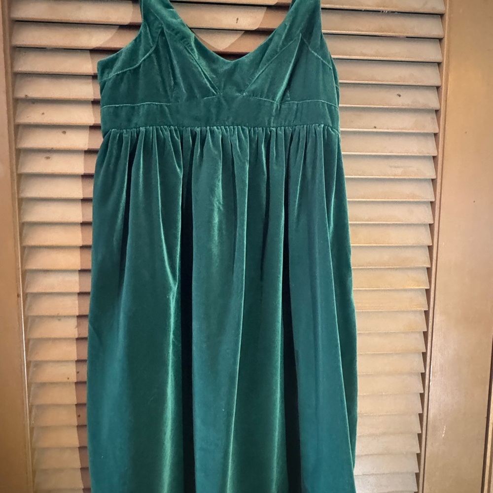 Lands' End Canvas Deep Green Velvet Dress